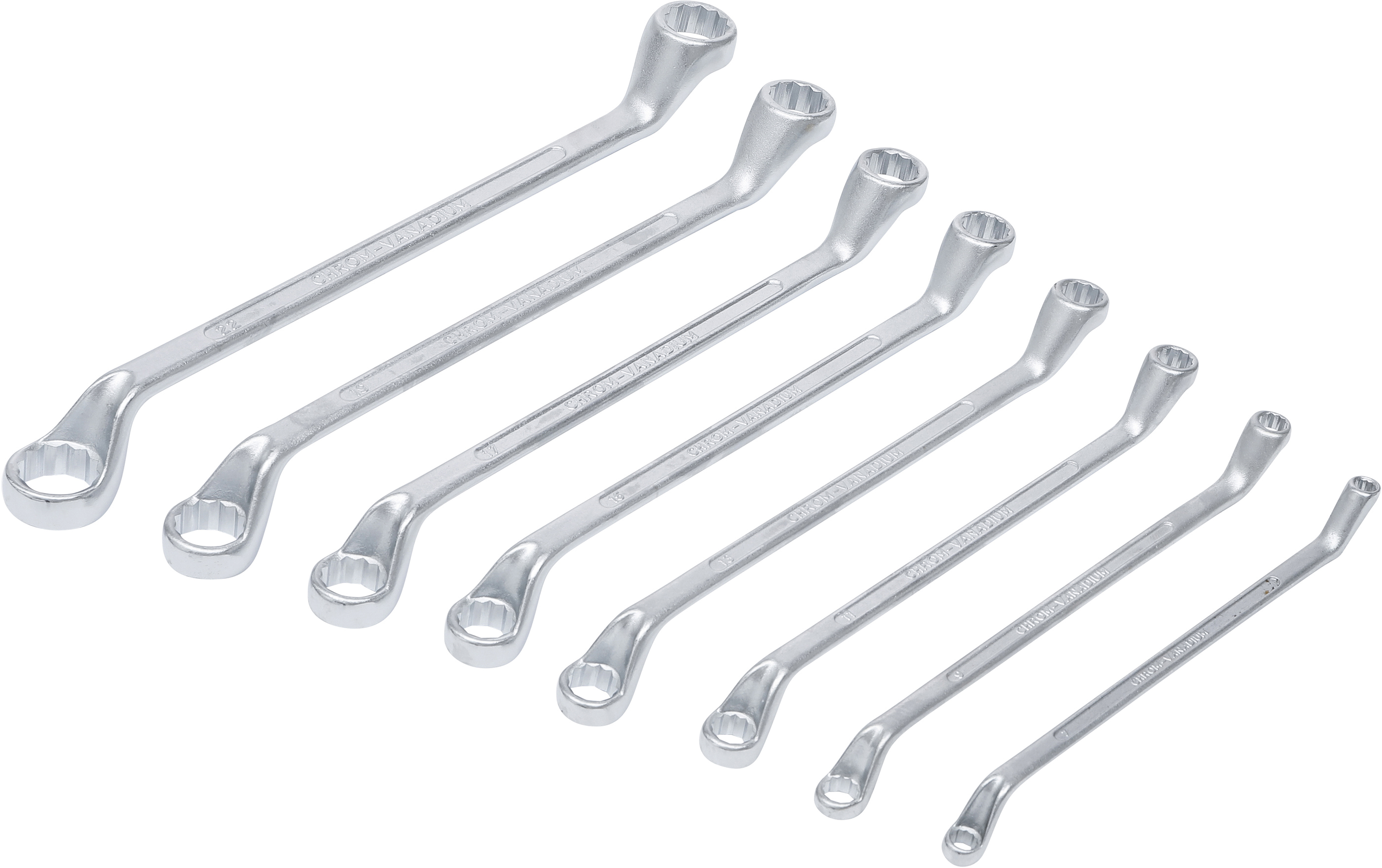 Bild von BGS, Schraubenschlüssel, Doppel-Ringschlüssel-Satz gekröpft SW 6 x 7 - 20 x 22 mm 8-tlg. (9 mm, 17 mm, 15 mm, 22 mm, 19 mm, 11 mm, 13 mm)
