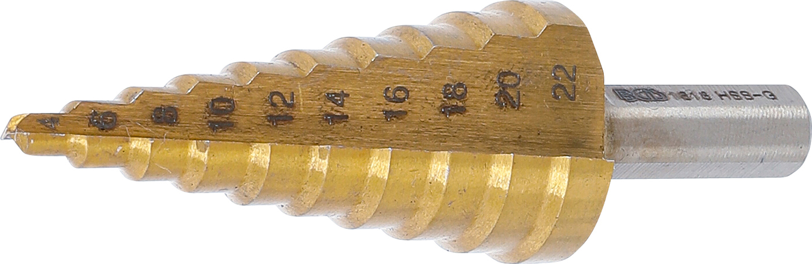 Bild von BGS, Bohrereinsatz, Stufenbohrer (22 mm, 4 mm, 6 mm, 8 mm, 10 mm, 12 mm, 14 mm, 16 mm, 18 mm, 20 mm)