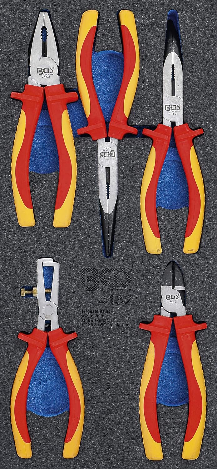 Bild von BGS 4132 | Werkstattwageneinlage 1/3: VDE-Zangen-Satz | 5-tlg.