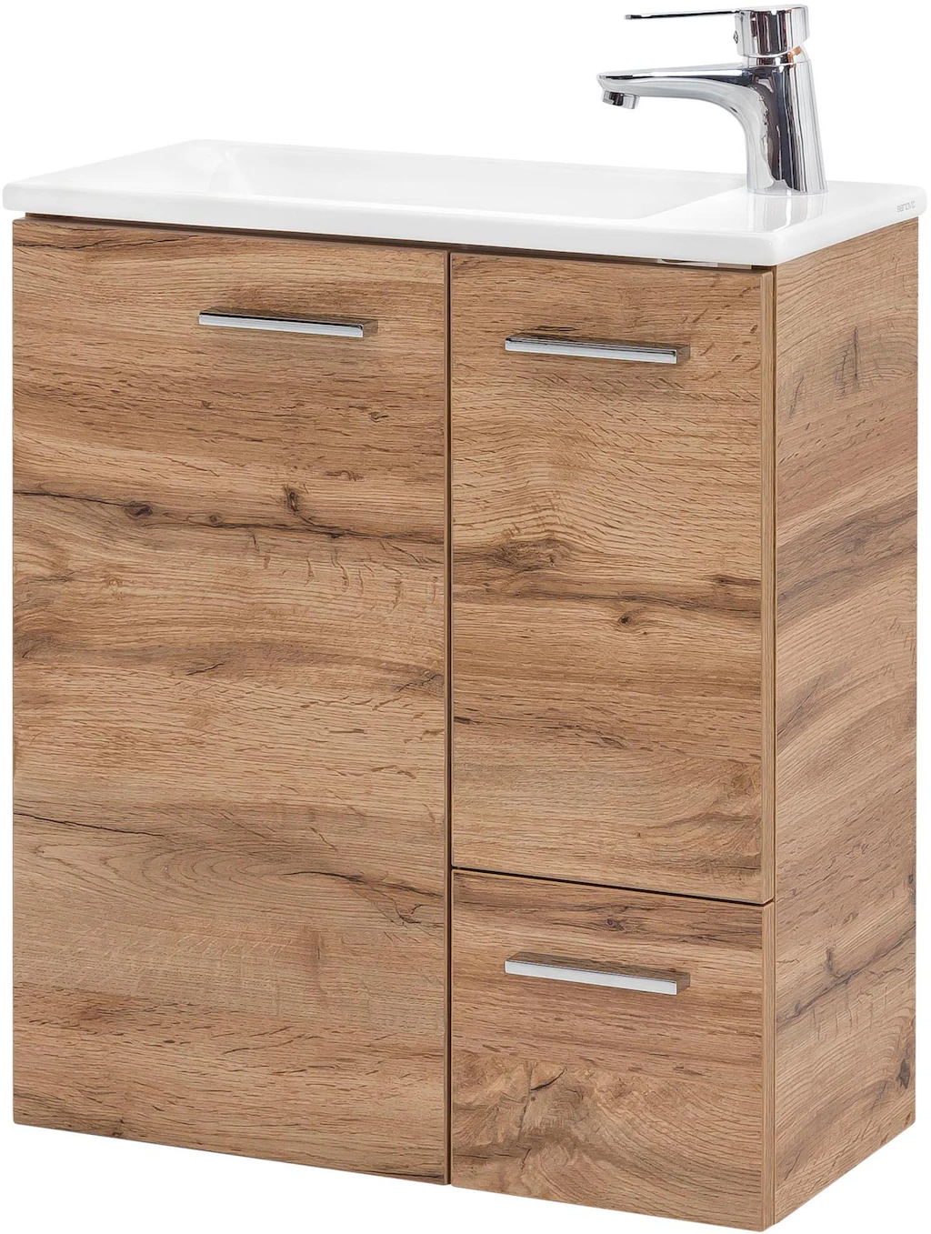 Bild von MÖBELPARTNER Waschbecken mit Unterschrank Matteo 137111 eiche landhaus 50,0 x 25,0 x 60,0 cm