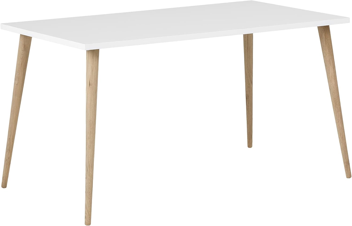 Bild von MÖBELPARTNER Jonte Schreibtisch kreideweiß rechteckig, 4-Fuß-Gestell braun 140,0 x 75,0 cm