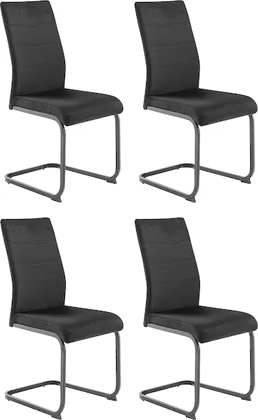 Bild von MCA furniture Esszimmerstuhl 4er Set Freischwinger Stuhl Ticino, schwarz (4er-Set)