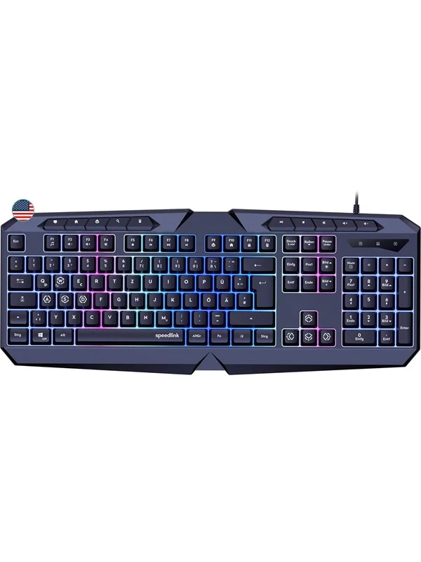 Bild von Speedlink LUDICIUM RGB Rainbow Gaming Keyboard, black - US Layout (DE, Kabelgebunden), Tastatur, Schwarz