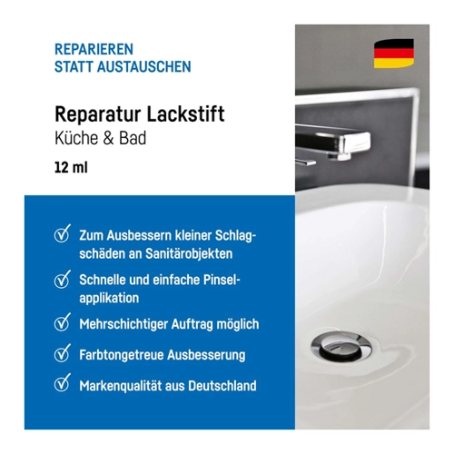 Bild von Cramer Reparaturlackstift Weiss Alpin - Hochwertiger Sanitärlack für Reparaturen