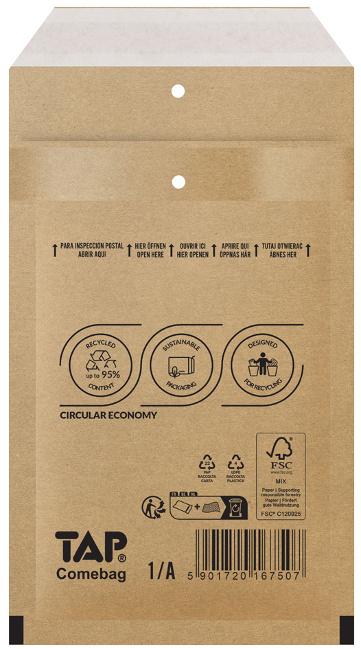 Bild von Versandtasche Luftpolstertasche Größe CD braun Innenmaß: 18x16,5cm cm VE=100 Stück
