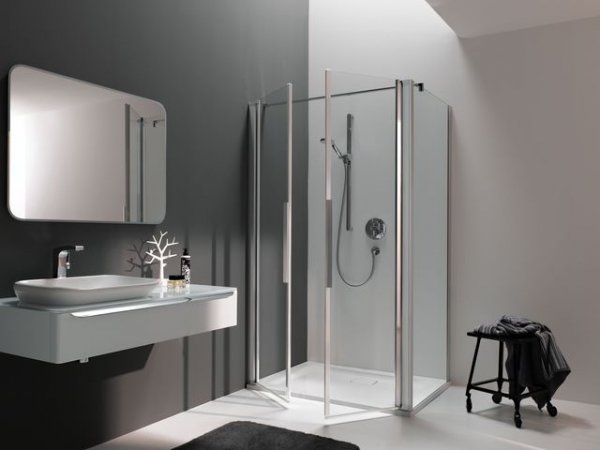 Bild von Koralle Trennwand für Pendeltür NP2W myDay WN 90 865-885x2000mm, Duschkabinen: Rahmen: Silber matt, Glas: ESG GlasPlus
