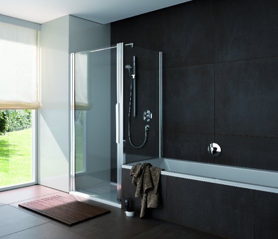 Bild von Koralle Trennwand kurz für Pendeltür NPWA, NPFA, NP2W, NFTA myDay WNK 70 665-685x1750mm, Duschkabinen: Rahmen: Silber matt, Glas: ESG GlasPlus
