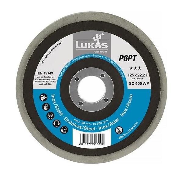 Bild von Lukas, Schleifmittel, Polierteller P6PT Ø 125 mm Bohrungs-Ø 22,23 mm P 240 fine weiss (P 240 fine)