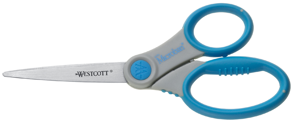 Bild von WESTCOTT Papierscheren Papierschere Microban Softgrip grau-blau 18,0 cm