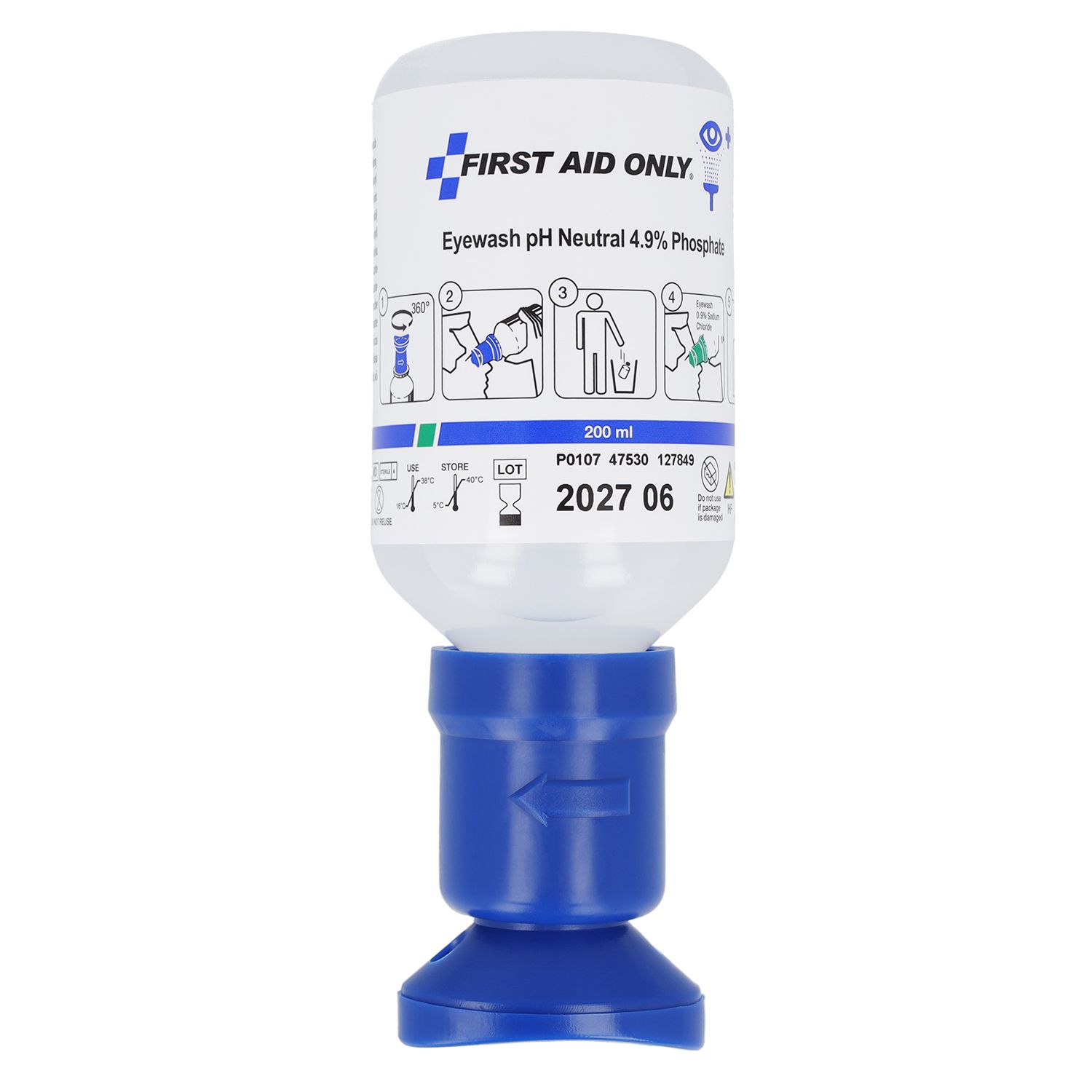 Bild von First Aid Only Augenspülflasche 200ml Phosphatpufferlösung (4,9%) / Erste-Hilfe Augendusche mit neutralisierender Lösung/Effektive Augenreinigung bei Säuren und Laugen/P-44012 00
