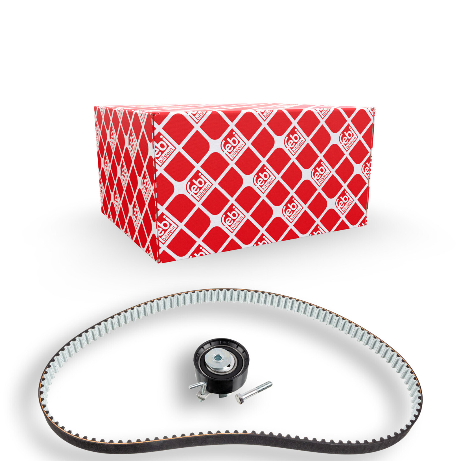 Bild von FEBI BILSTEIN 40848 Zahnriemensatz Zahnriemen Kit, Zahnriemenkit 117 mit Schraube mit abgerundetem Zahnprofil inkl. Spannrolle FORD: FOCUS 3, C-Max 2