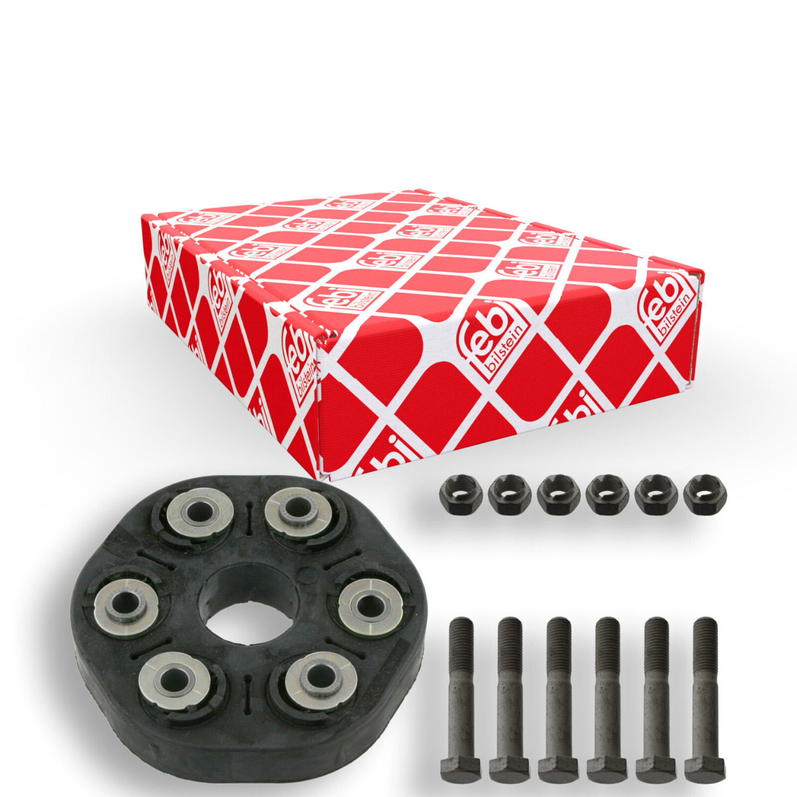 Bild von FEBI BILSTEIN 43481 Hardyscheibe Gelenkscheibe, Gelenk, Längswelle 110 mit Muttern mit Schrauben BMW: 3 Saloon, 5 Touring, 3 Touring