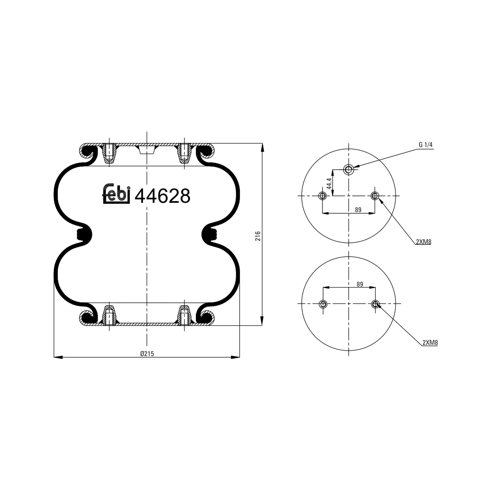 Bild von FEBI BILSTEIN 44628 Federbalg, Luftfederung Hinterachse links, Hinterachse rechts