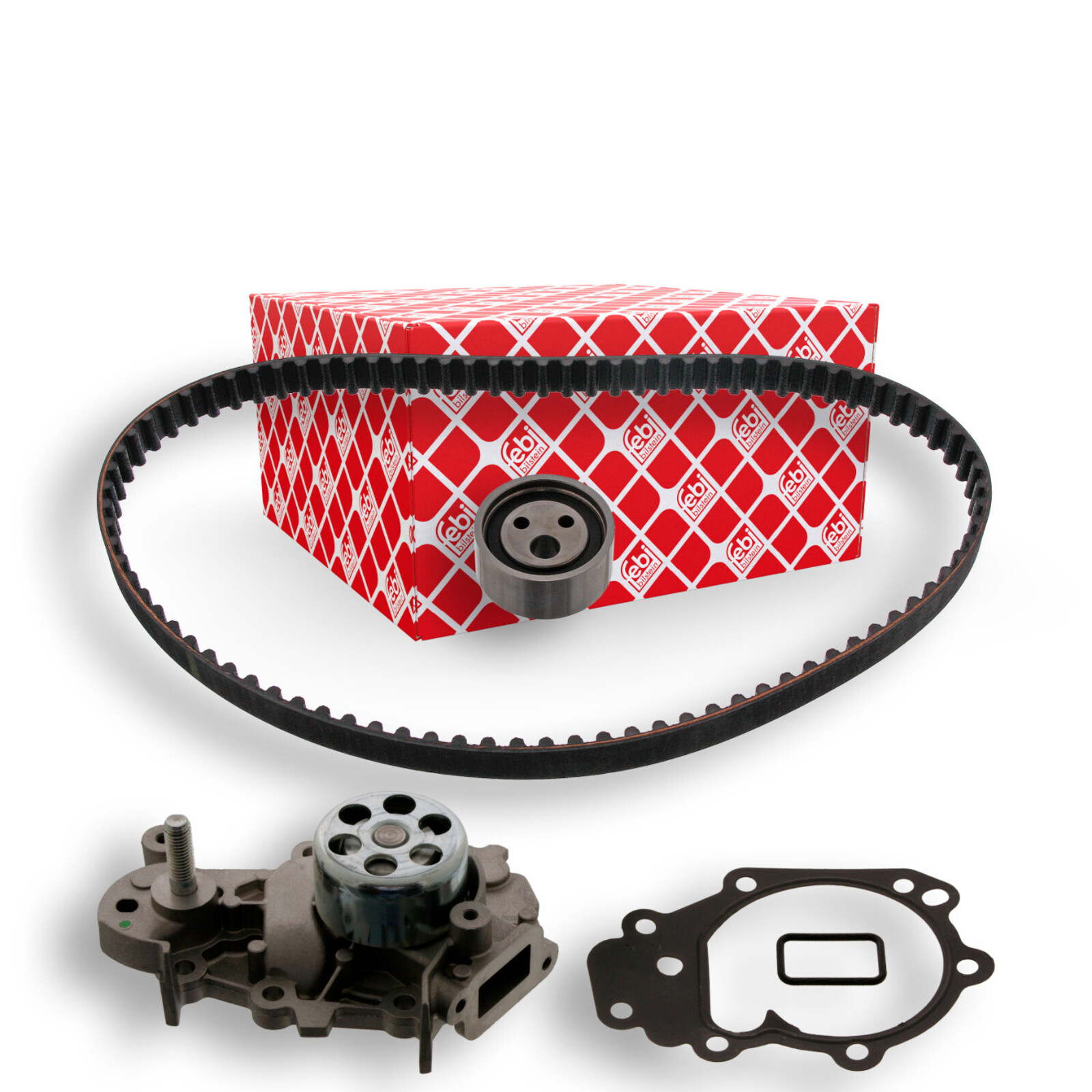 Bild von FEBI BILSTEIN 45102 Wasserpumpe + Zahnriemensatz Wasserpumpe + Zahnriemenkit mit Wasserpumpe 87 17 mit abgerundetem Zahnprofil Metall