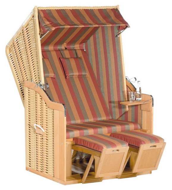 Bild von Natur24 Strandkorb Rustikal 50 Gartenstrandkorb 2-sitzer Kunststoffgeflecht Beige, BxTxH: 120x80x160 cm, 71155456