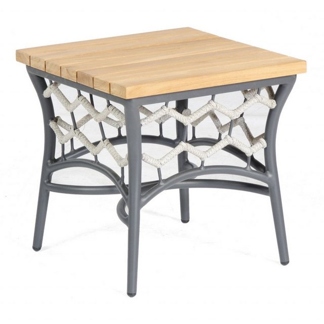 Bild von SonnenPartner Gartentisch Sonnenpartner Lounge-Tisch Yale 45x45 cm Teak/Alu/Polyrope silbergrau