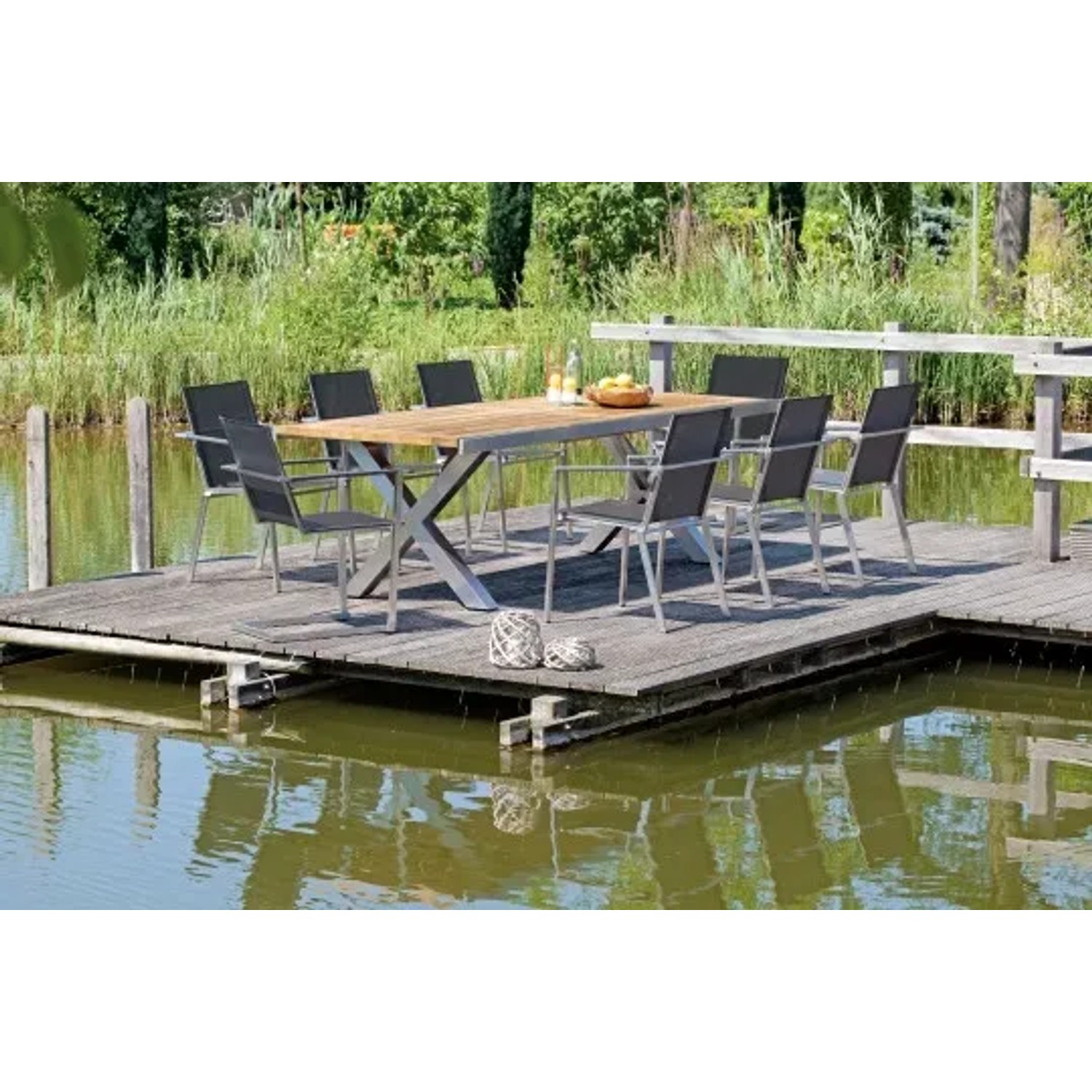 Bild von Natur24 Ausziehtisch Spectra 245-331 x 100 x 75 cm Teakholz und Edelstahl