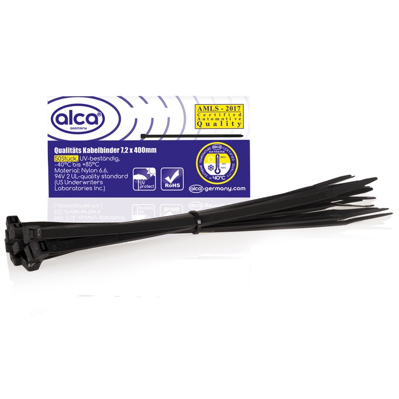 Bild von ALCA Kabelbinder 7,2*400mm 50 St. schwarz Sortiment,  618410