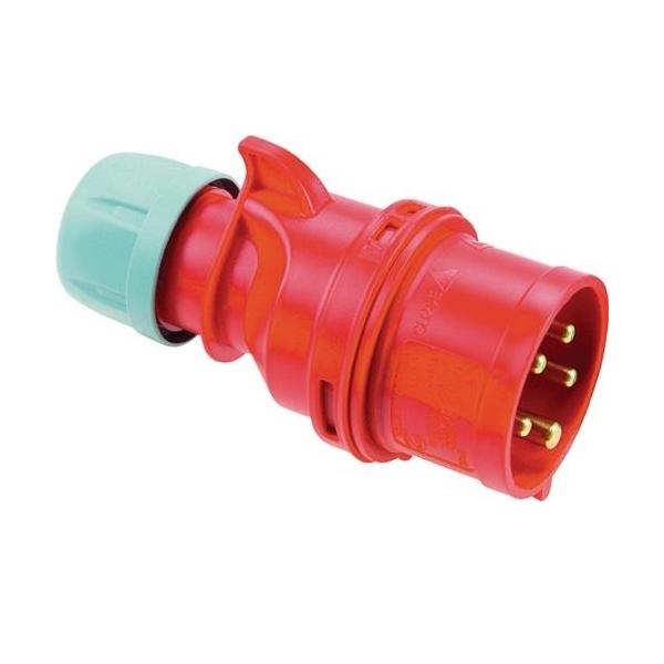 Bild von SiRoX CEE-Stecker IP44 | 5-polig, 400 V, 16 A, 6 h | Robuste Industrie-Steckvorrichtung | PA6-Gehäuse | Kupfer-Zink-Kontakte | Für Baustellen & Werkstätten, Rot