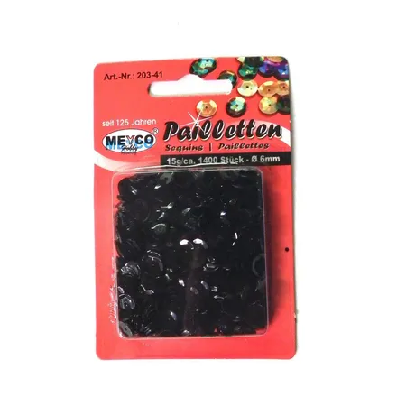 Bild von Meyco Pailletten schwarz, 1400 Stück, 6mm, 15g