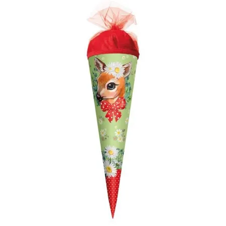 Bild von ROTH Geschenk-Schultüte klein REH 22 cm - rund Tüllverschluss - Zuckertüte Schulanfang
