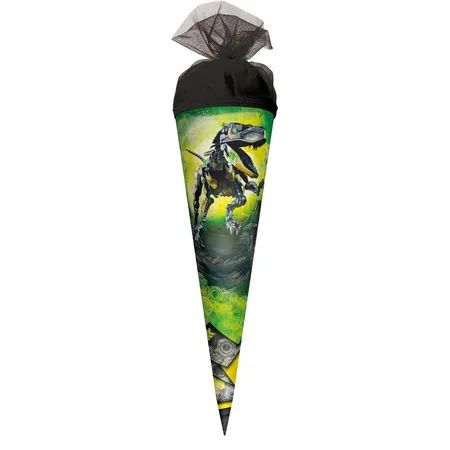 Bild von ROTH Geschenk-Schultüte klein Robo-Rex 50 cm - rund Tüllverschluss - Zuckertüte Schulanfang