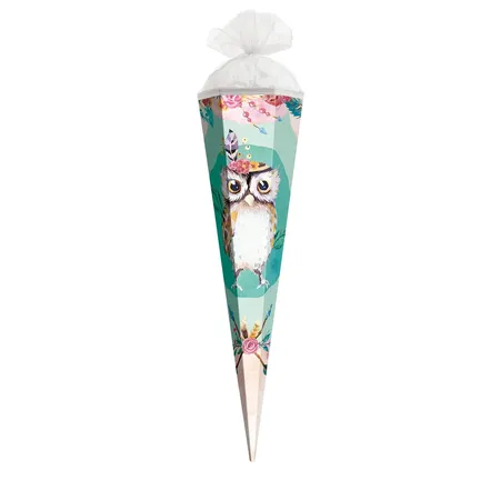 Bild von Roth Schultüte Eule Lieselotte, 50 cm, eckig, mit Tüllverschluss, Mint, Zuckertüte für Schulanfang
