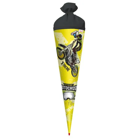 Bild von Roth Schultüte Extreme Motocross mit Folieneffekt, 70 cm, rund, mit schwarzem Filzverschluss, Zuckertüte für Schulanfang