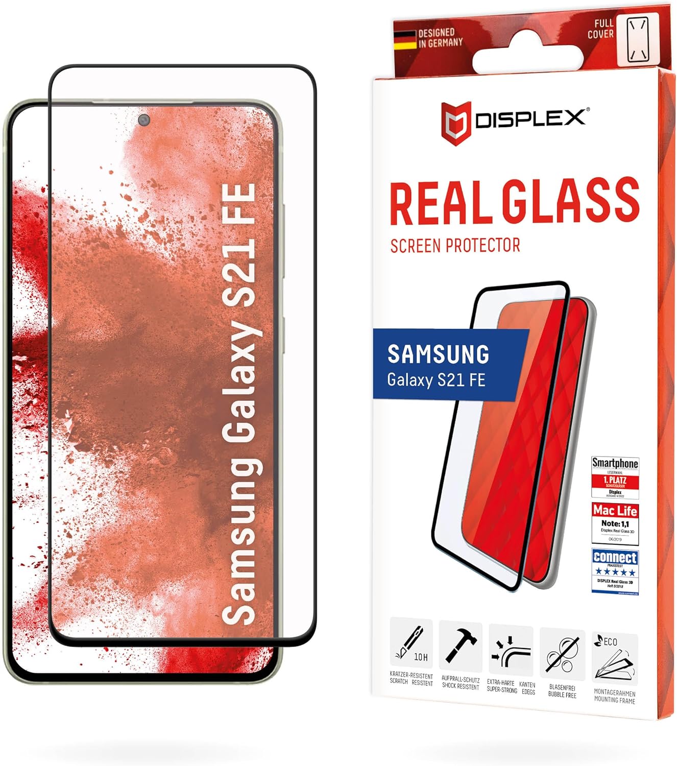 Bild von Displex Real Glass, Full Cover Panzerglas (1 Stück, Galaxy S21 FE), Smartphone Schutzfolie, Transparent