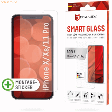 Bild von DISPLEX Smart Glass (9H) für Apple iPhone X/XS/11 Pro Montagesticker, unzerbrechlich, ultra-dünn, unsichtbar