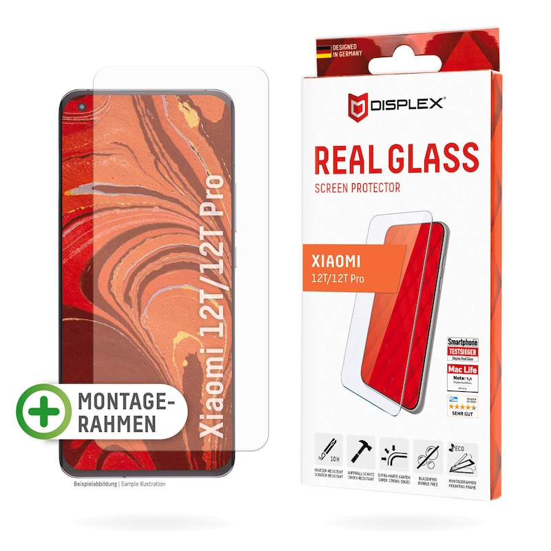 Bild von Displex Real Glass, 2D Panzerglas (1 Stück, Xiaomi 12T Pro), Smartphone Schutzfolie, Transparent
