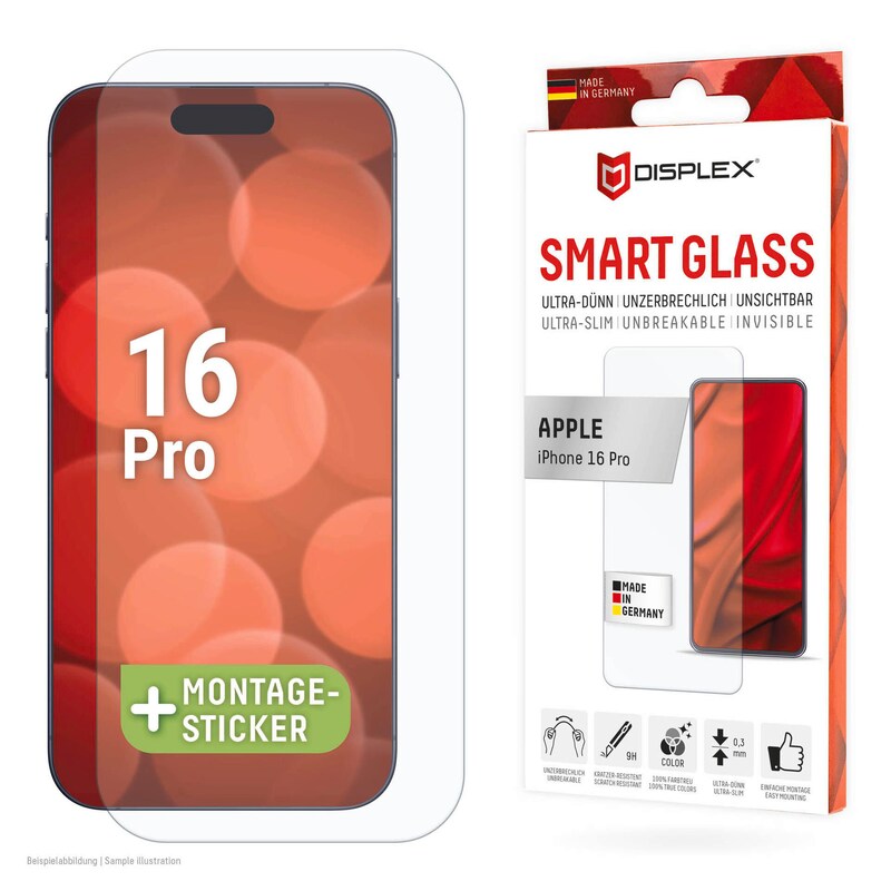 Bild von Displex Smart Glass 2D (1 Stück, iPhone 16 Pro Max), Smartphone Schutzfolie, Transparent
