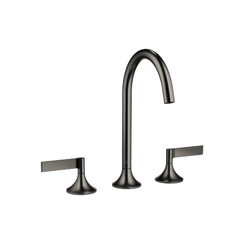 Bild von Dornbracht VAIA Waschtisch-Dreilochbatterie mit Ablaufgarnitur, Hebelgriff, Ausladung 168 mm, 20713819, Farbe: Dark Platinum matt