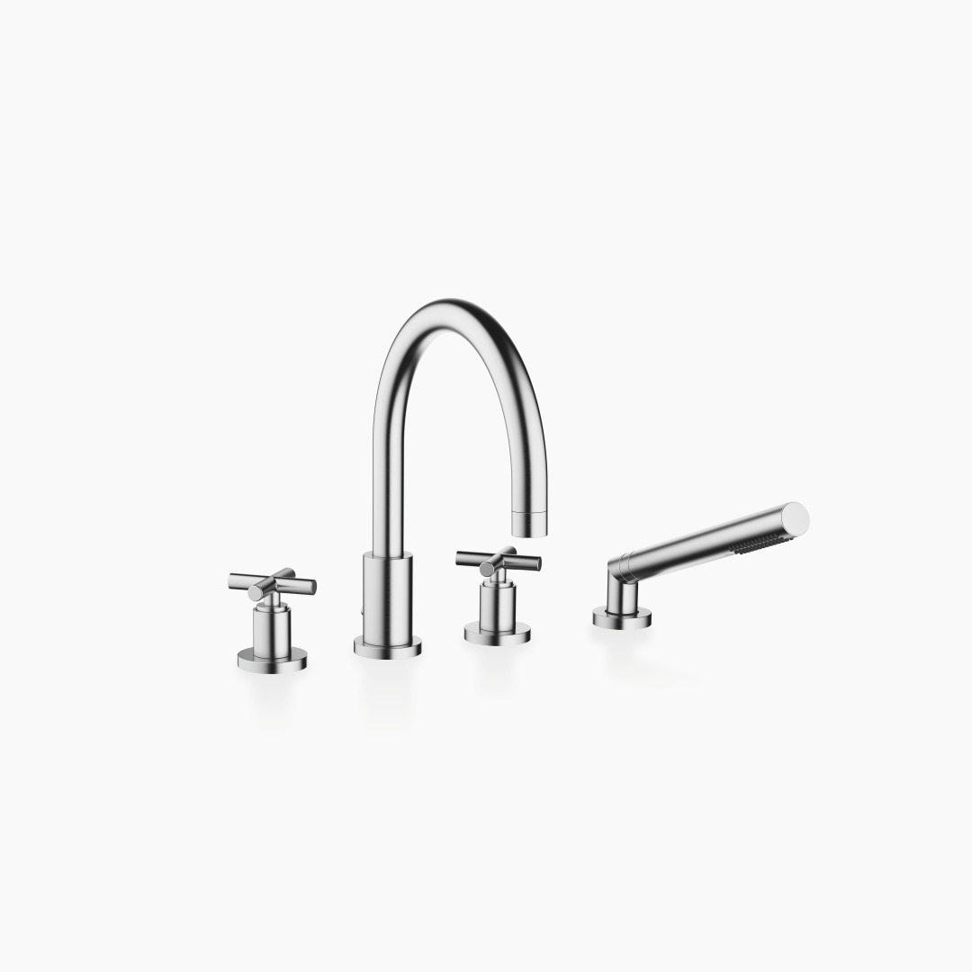 Bild von Dornbracht TARA Wannen-Vierlochbatterie für Wannenrand- bzw. Fliesenrandmontage, automatische Umstellung Wanne/Brause, Ausladung 220mm, 27512892-93