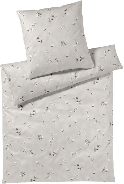 Bild von elegante Mako Jersey Bettwäsche Cotton Flower Natur 1 Bettbezug 155 x 220 cm + 1 Kissenbezug 80 x 80 cm