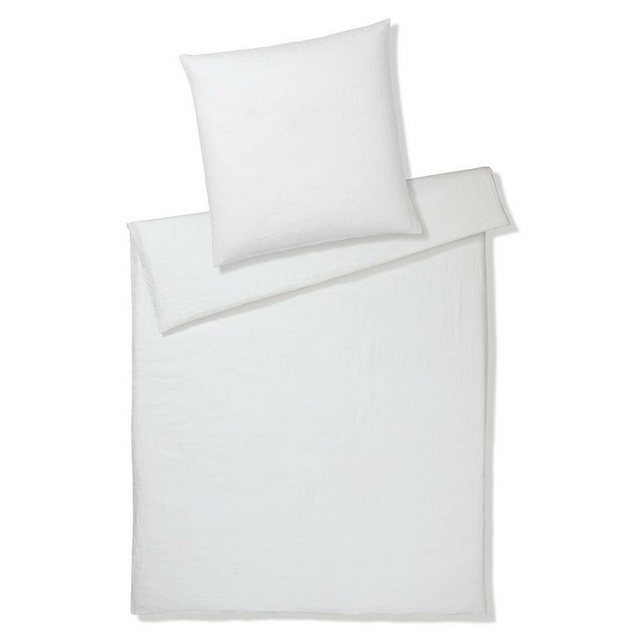 Bild von Elegante Pure Leinen Bettwäsche-Set Reinweiß 135x200+80x80 cm