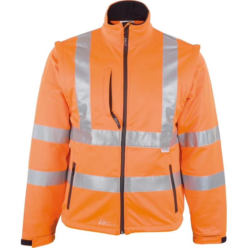 Bild von Prevent® Warnschutz-Softshell-Jacke, Ärmel abtrennbar, warnorange, Größe S