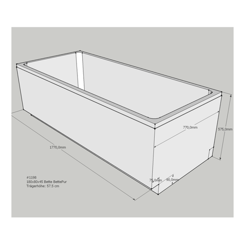 Bild von Neuesbad Wannenträger für Bette Pur 180x80 SW13597