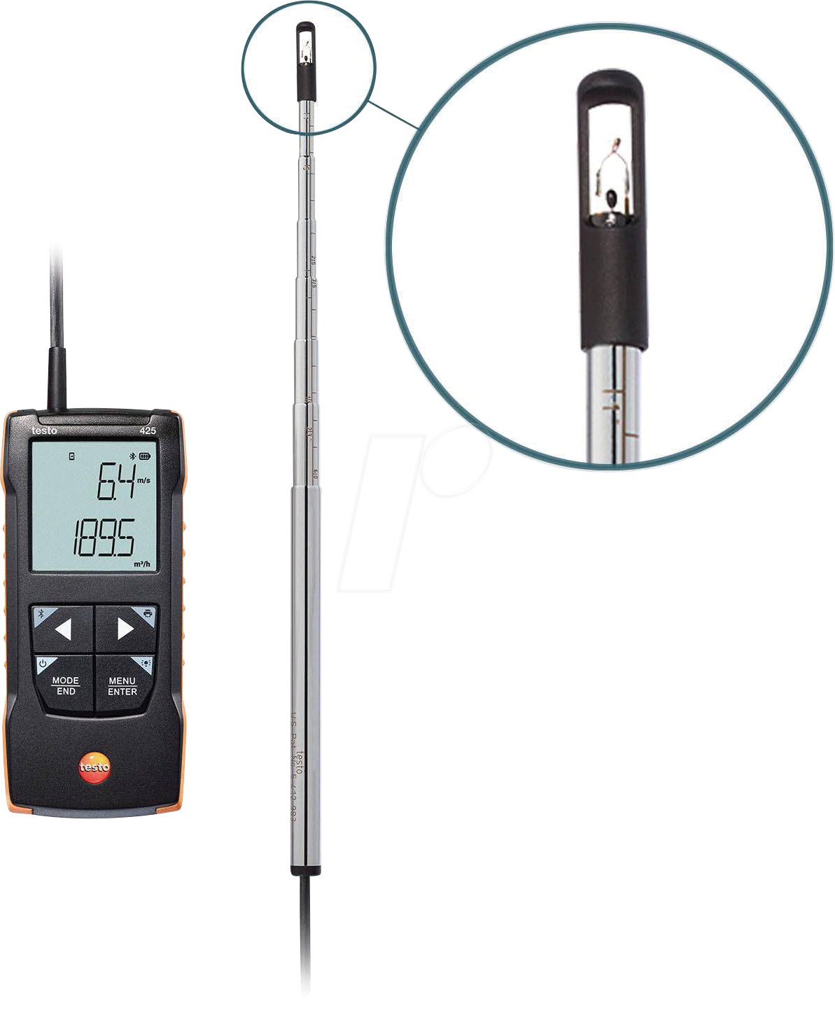Bild von TESTO 0563 0425 - Digitales Hitzdraht-Anemometer testo 425, -20 bis +70 °C