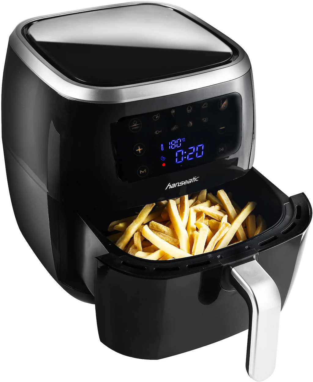 Bild von Hanseatic Heißluftfritteuse "HFH1800-6BD, XXL 6 L, Dörrfunktion,", 1800 W, Touchdisplay, 8 voreingestellte Programme