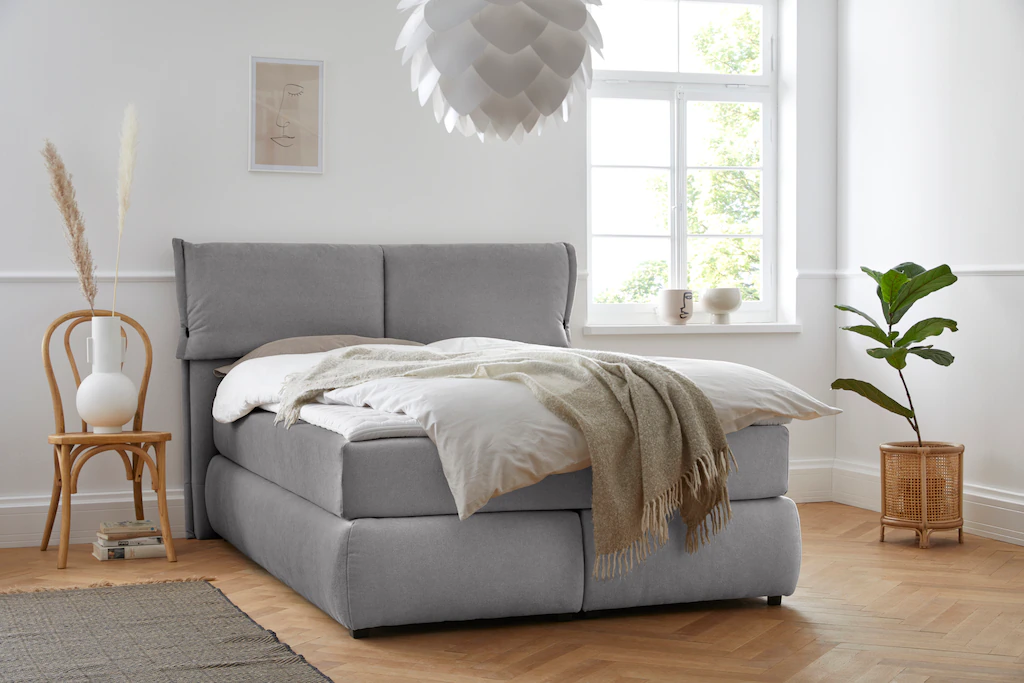 Bild von andas Boxspringbett "Jenson", in 4 Farben, 4 Breiten, 3 Matratzenarten in 2 Härtegraden, Topper