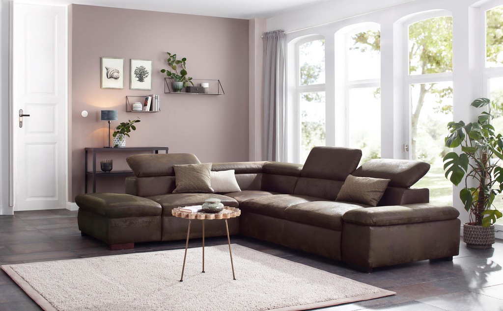Bild von Home affaire Ecksofa "Alberto L-Form", mit Kopfteilverstellung, wahlweise mit Bettfunktion