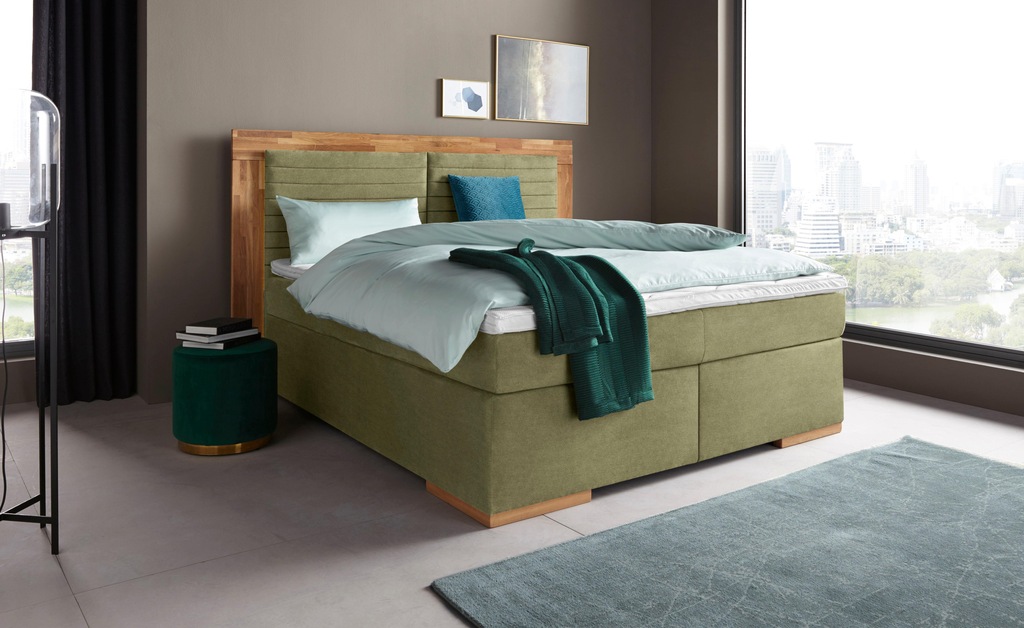Bild von Places of Style Boxspringbett "Cup", mit Massivholzrahmen, mit Topper, in 2 Härtegraden, in 3 Breiten