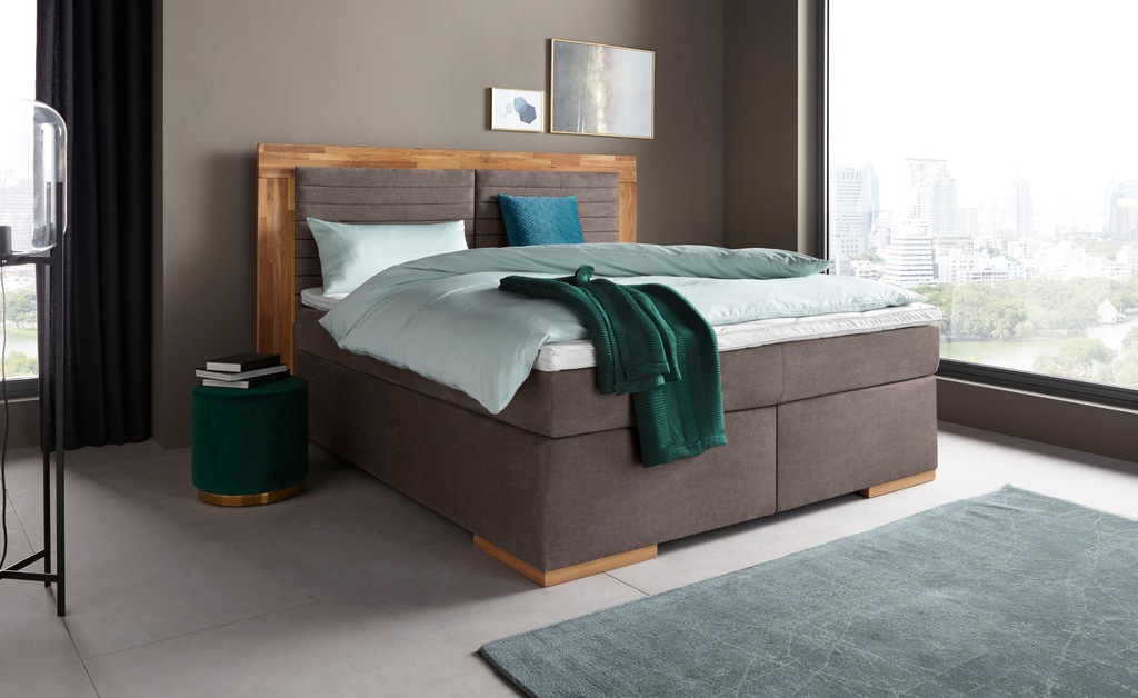 Bild von Places of Style Boxspringbett "Cup", mit Massivholzrahmen, mit Topper, in 2 Härtegraden, in 3 Breiten