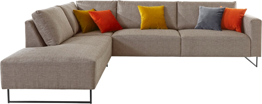 Bild von Places of Style Ecksofa "Jagger, L-Form,", inklusive Zierkissen in Samtoptik, mit Metall Beinen