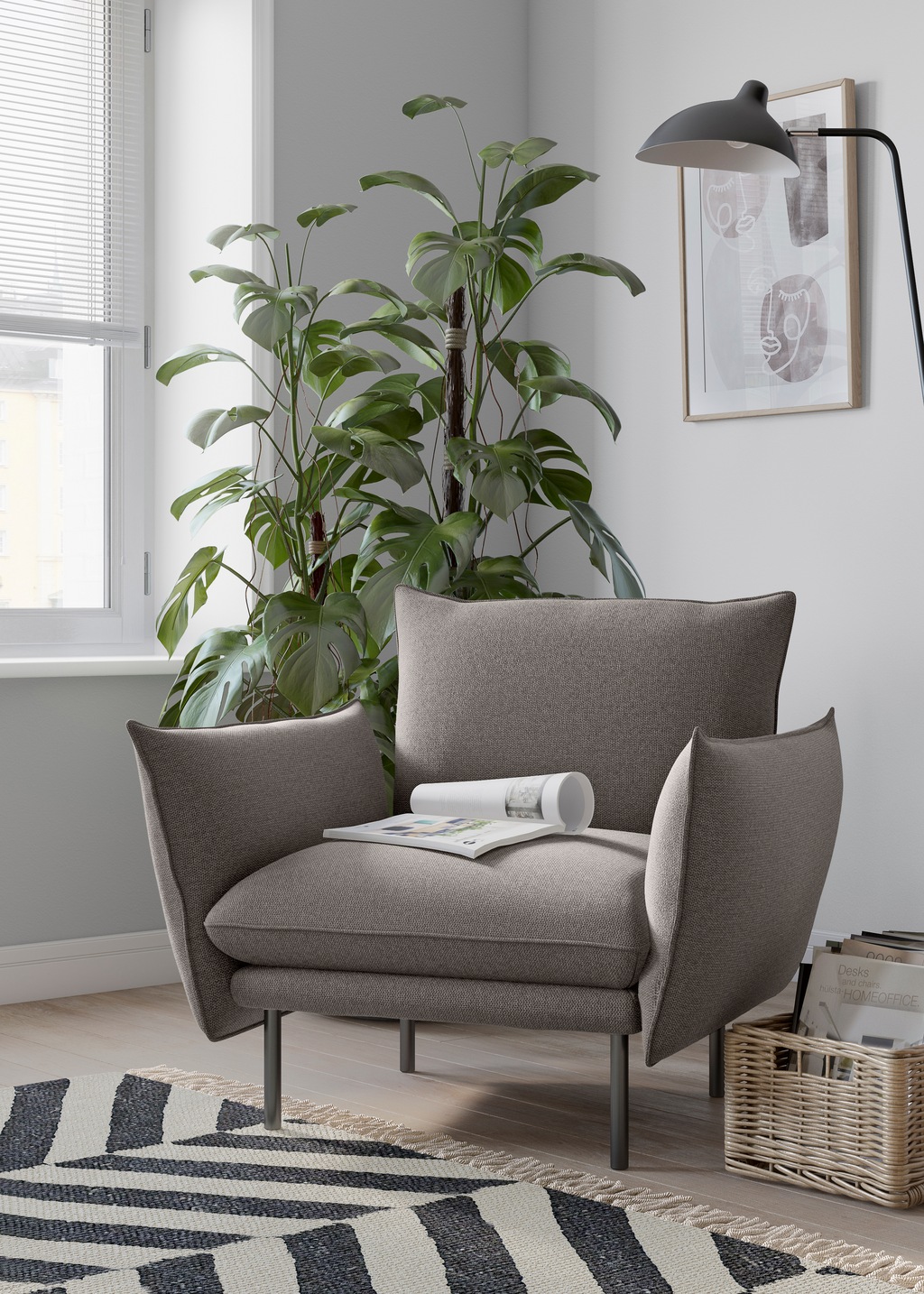 Bild von andas Sessel "Stine Cocktailsessel", Besonderes Design durch Kissenoptik und Keder, by Morten Georgsen