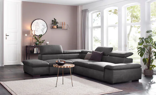 Bild von Home affaire Ecksofa "Alberto L-Form", mit Kopfteilverstellung, wahlweise mit Bettfunktion