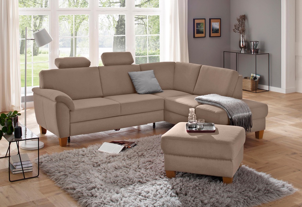 Bild von Home affaire Ecksofa "Alta L-Form", mit Federkern und Kontrastnaht, Füße Buche eichefarben