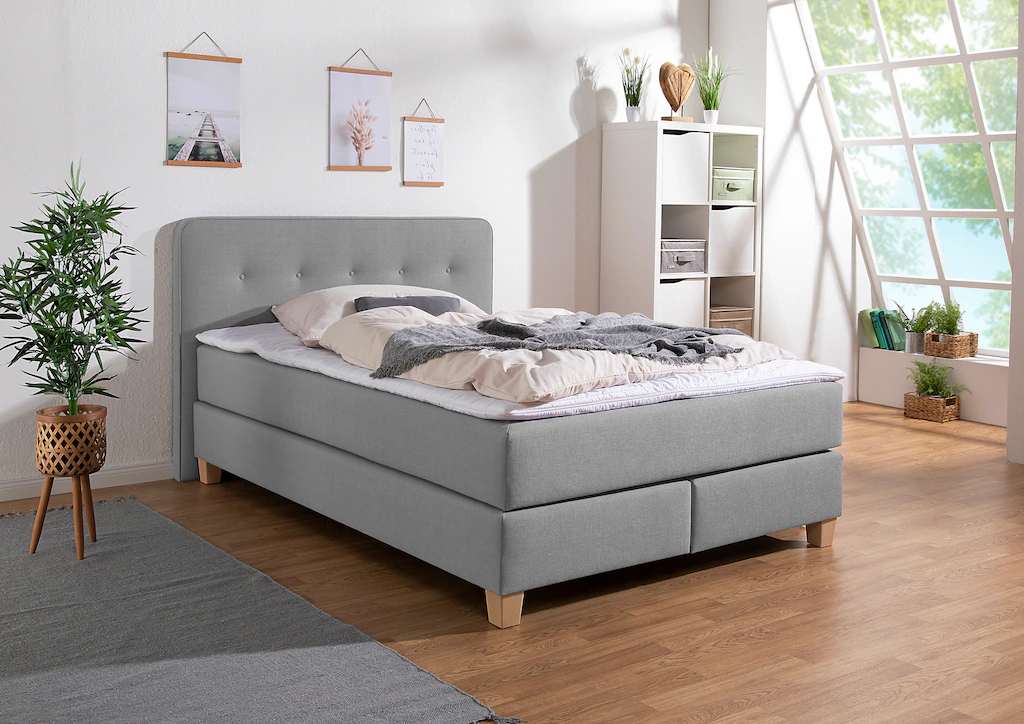 Bild von Home affaire Boxspringbett "Fargo", inkl. Topper, in 3 Matratzenarten, in Samt- oder Strukturstoff