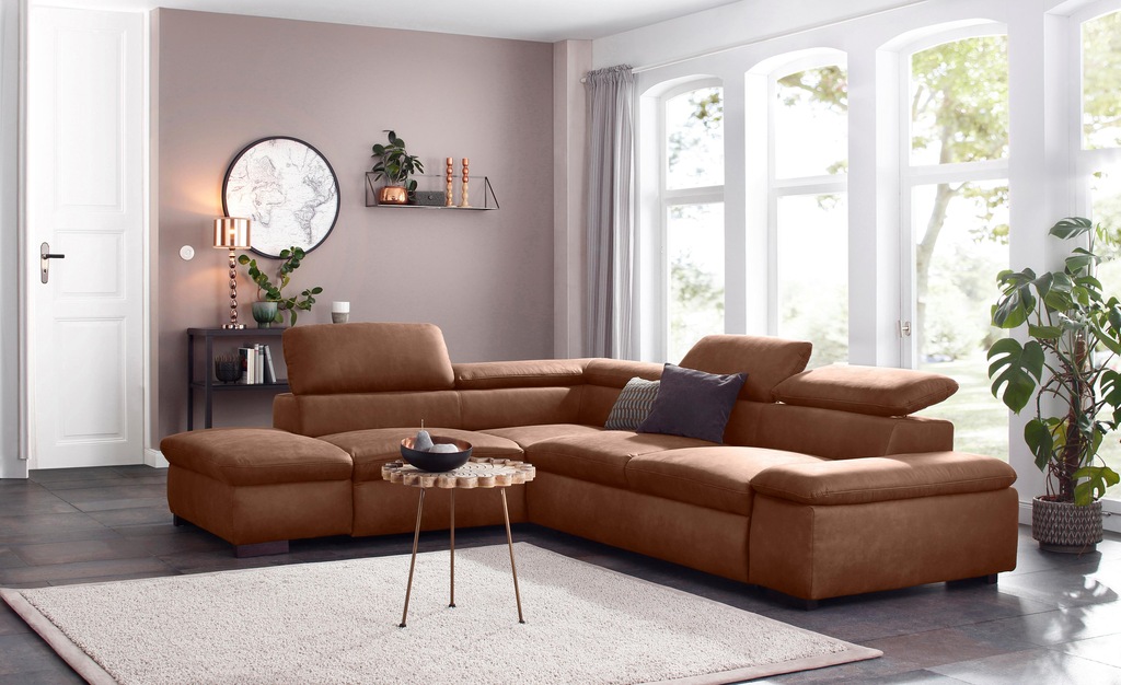 Bild von Home affaire Ecksofa "Alberto L-Form", mit Kopfteilverstellung, wahlweise mit Bettfunktion